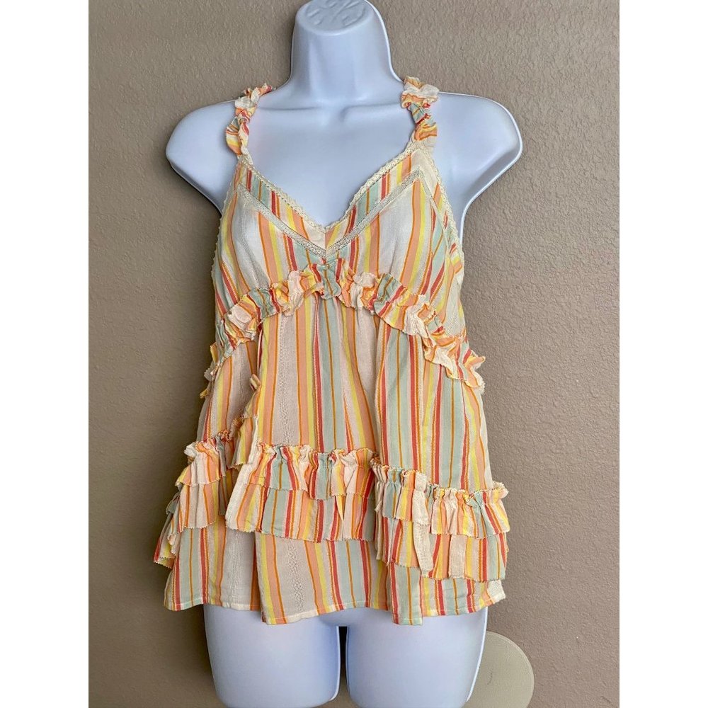 ELLA MOSS SAMMY V-NECK RUFFLED WOMEN'S TANK SIZE X SMALL NEW WITH TAGS